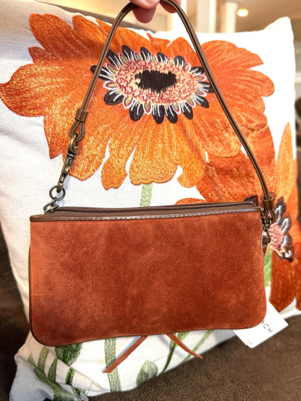 VINTAGE COACH WRISTLET LACED CORSET BRASS CHARM TASSEL RARE Y2K RUST SUEDE NWT - Picture 7 of 16